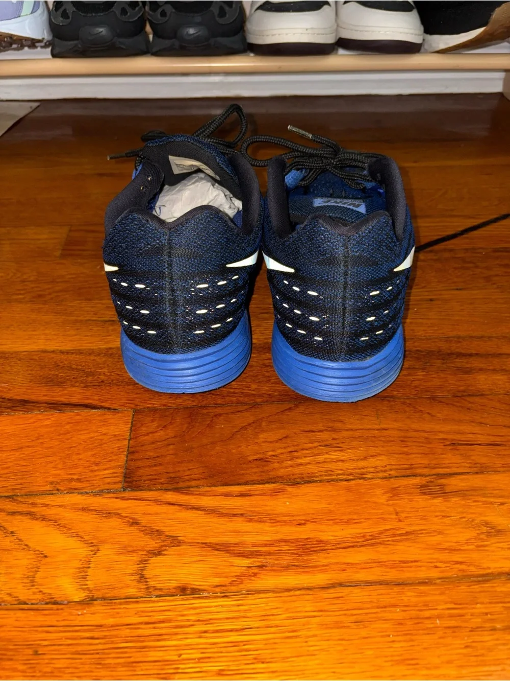 Nike mens lunartempo 2 Blue and Black Running Shoes with White Swoosh